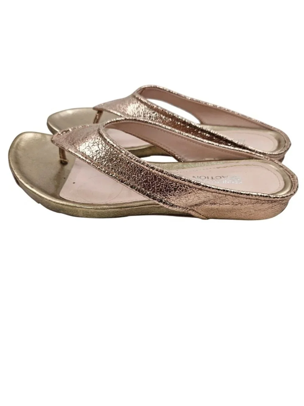 Kenneth Cole Reaction Flip Flop Wedge Sandals Womens 7.5M Water Park Gold - Picture 3 of 10